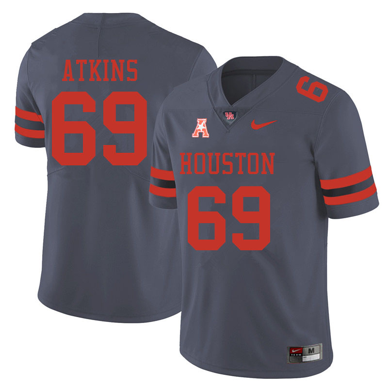 Men #69 Joshua Atkins Houston Cougars College Football Jerseys Sale-Gray